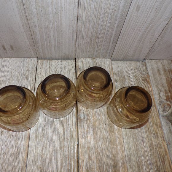 Vtg Brown Glasses, Barware Glasses Small Brown Initials Glasses, Vtg Set 4, Juic - Picture 5 of 6